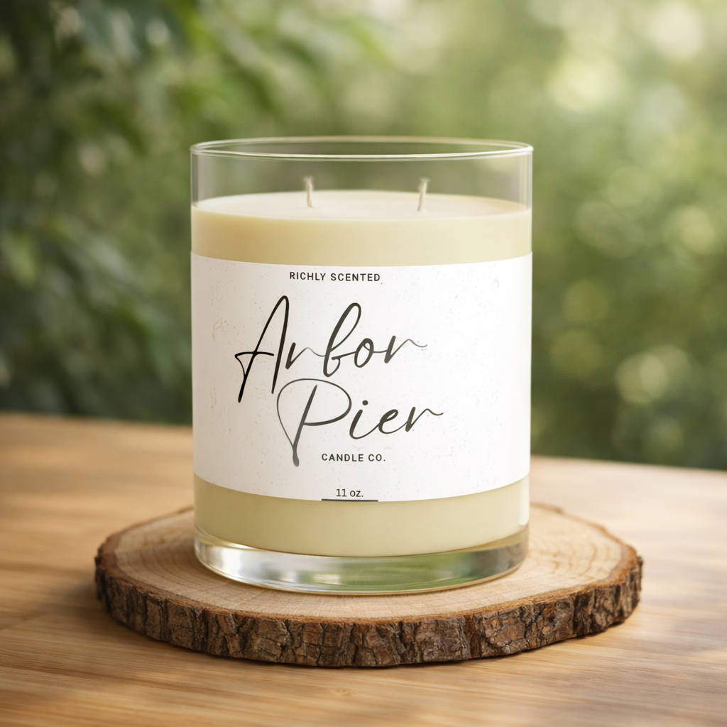 Premium Coconut Soy Two Wick Clear Glass Scented Candle 11oz | Arbor Pier
