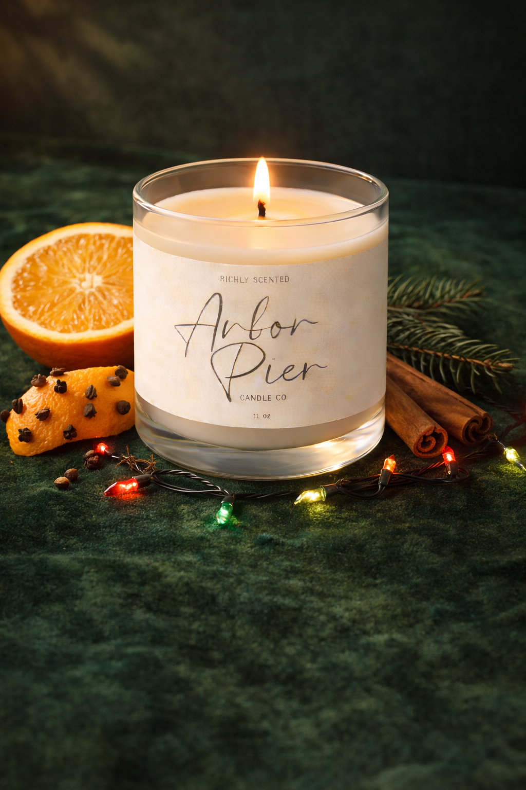 Christmas Warmth Scented Candles | Orange Spice Fir Holiday Scent | Arbor Pier