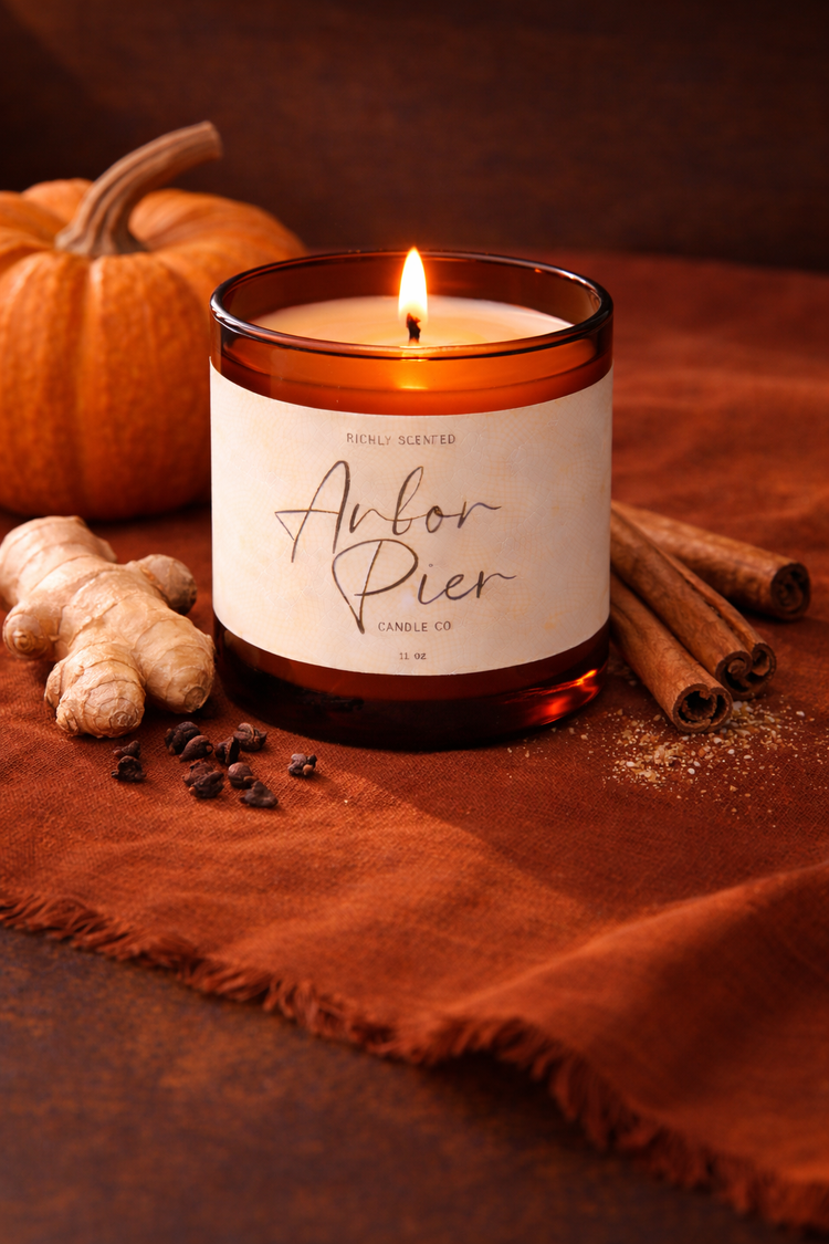Spiced Pumpkin Ginger Scented Candles | Warm Autumn Fall Seasonal Scent | Arbor Pier