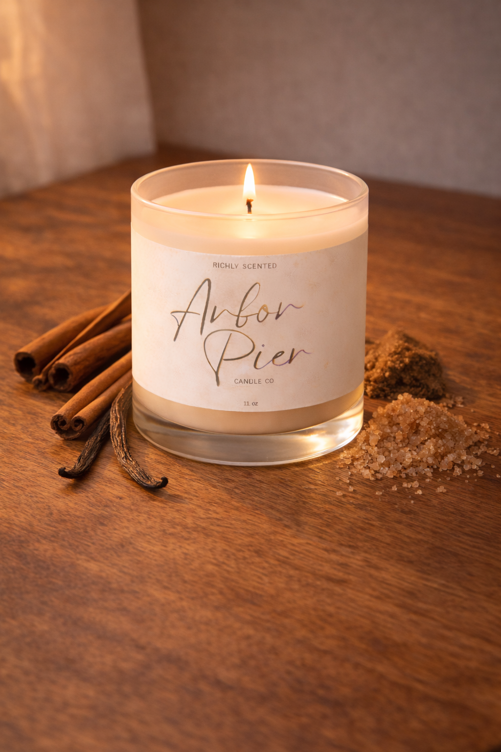 Cinnamon Vanilla Scented Candles | Warm Sweet Cozy Baked Scent | Arbor Pier