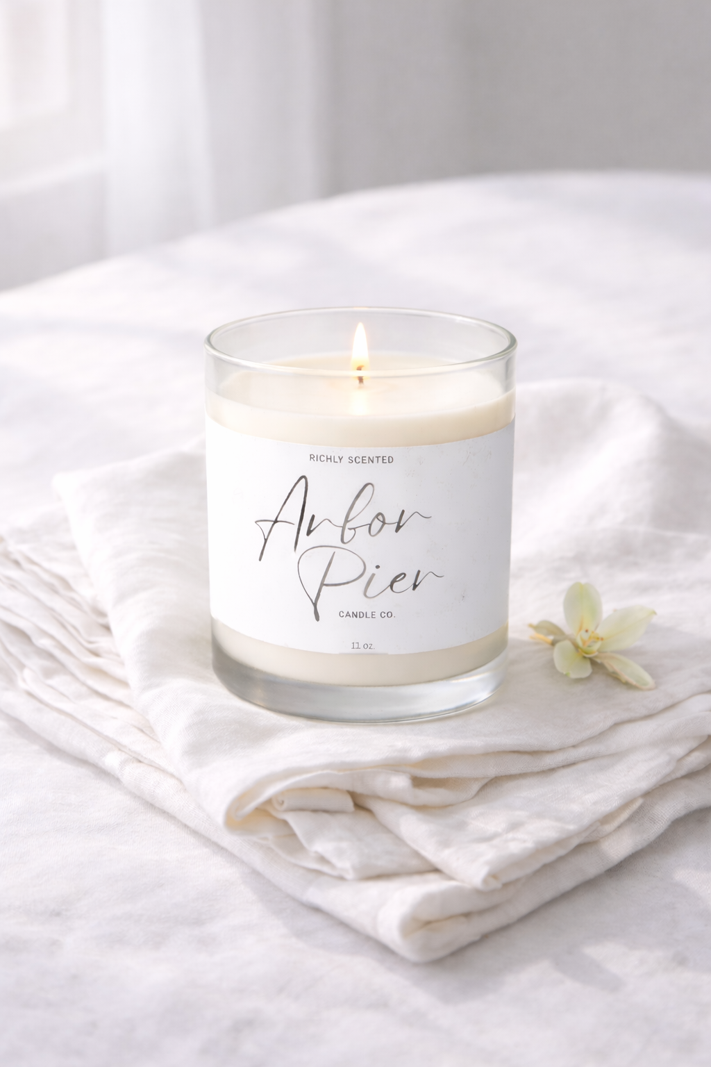 Clean Cotton Scented Candles | Fresh Linen Morning Scent | Arbor Pier
