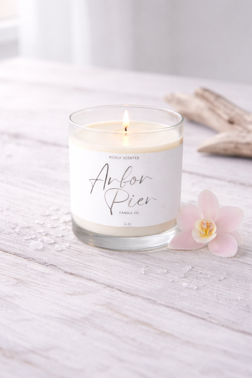Sea Salt & Orchid Scented Candles | Coastal Floral Fresh Scent | Arbor Pier