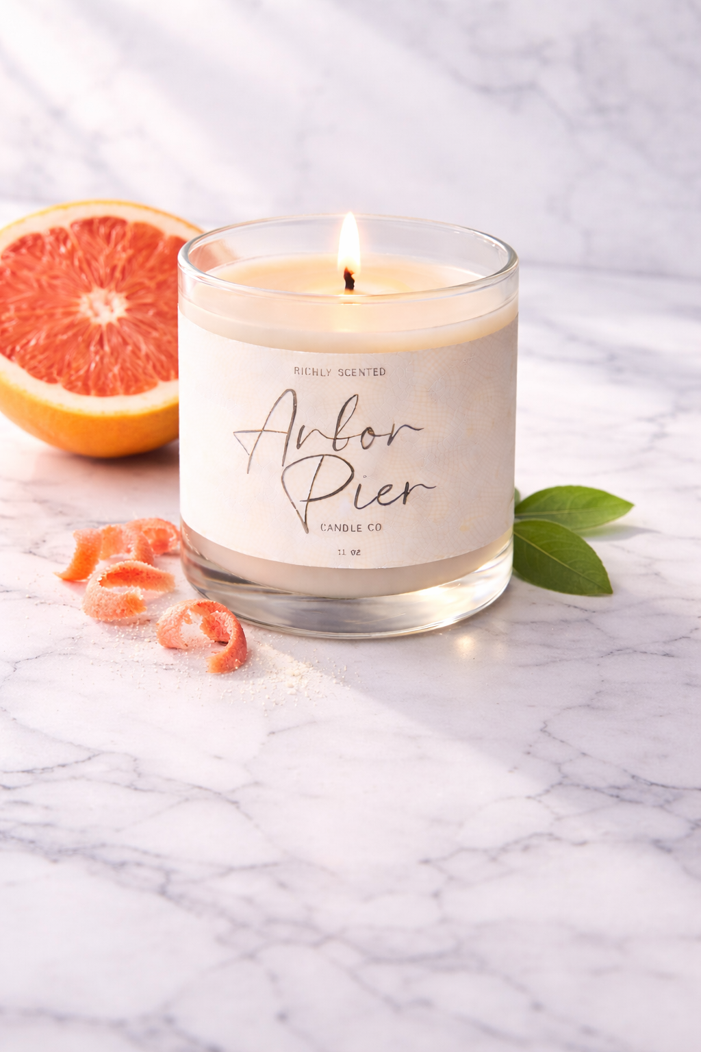 Pink Grapefruit Scented Candles | Bright Clean Citrus Uplift Scent | Arbor Pier