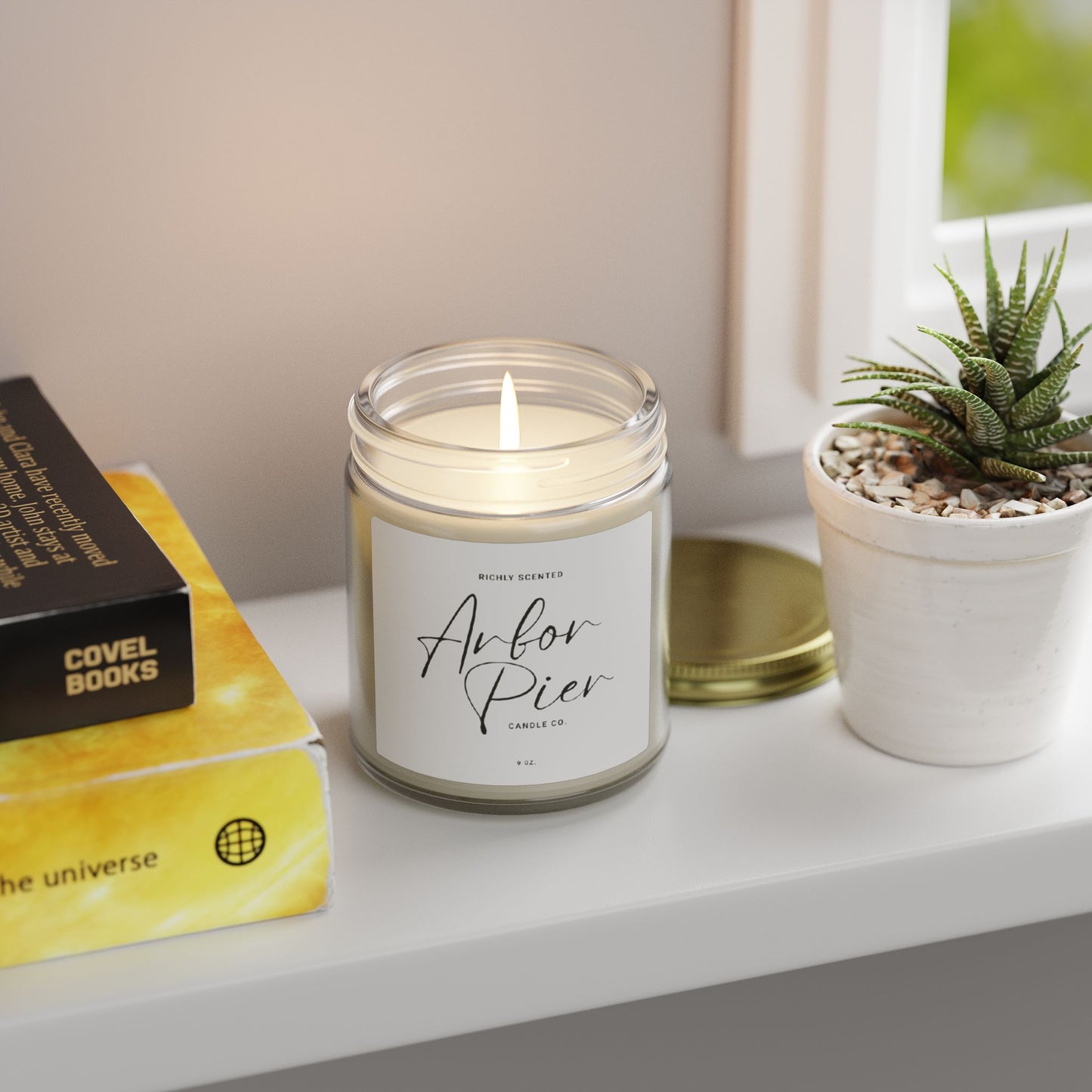 Eco-Luxe Coconut Apricot Wax Glass Scented Candle 9oz | Arbor Pier
