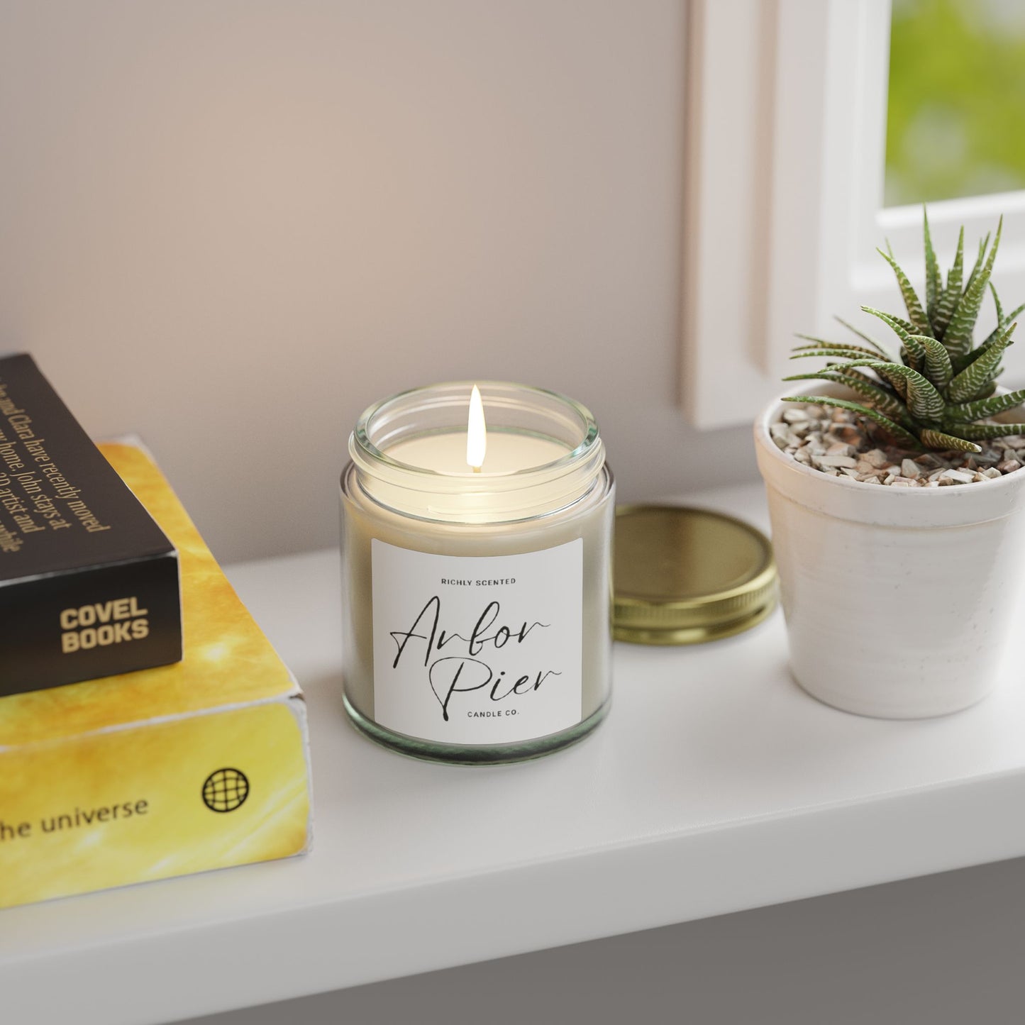 Eco-Luxe Coconut Apricot Glass Scented Candle 4oz | Arbor Pier
