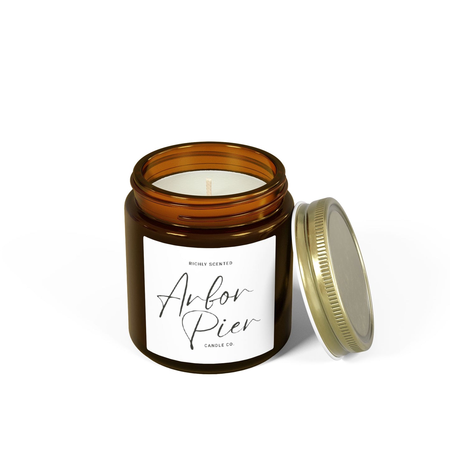 Eco-Luxe Coconut Apricot Glass Scented Candle 4oz | Arbor Pier