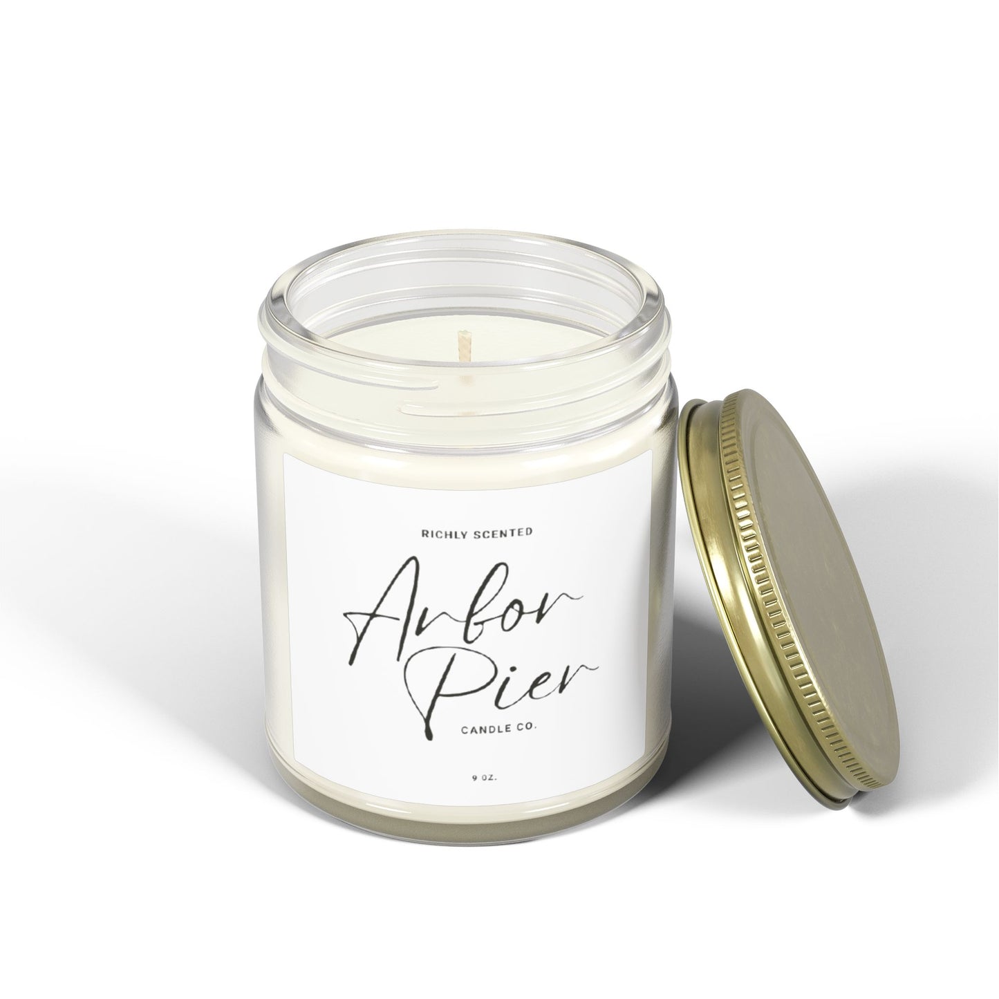Eco-Luxe Coconut Apricot Wax Glass Scented Candle 9oz | Arbor Pier