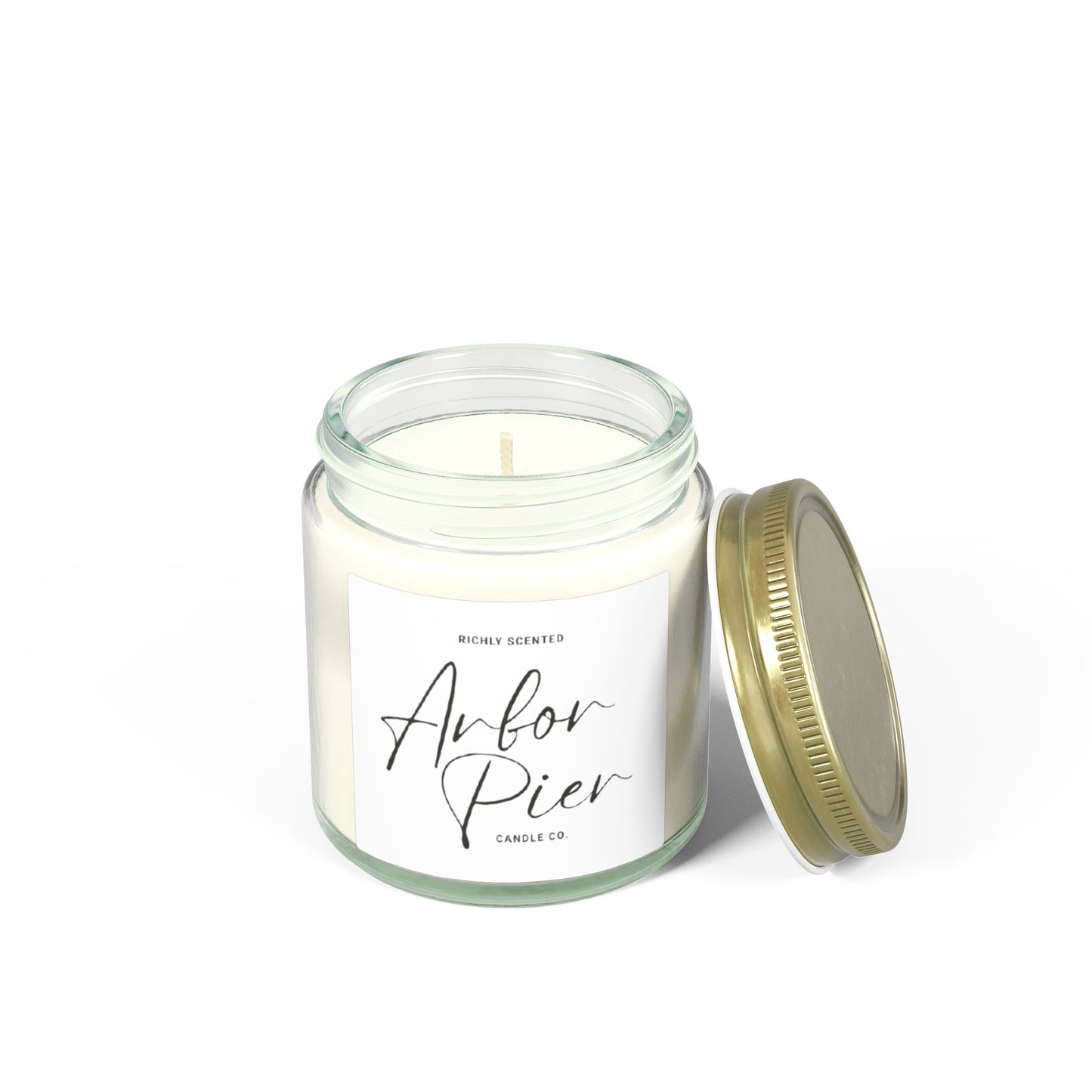 Eco-Luxe Coconut Apricot Glass Scented Candle 4oz | Arbor Pier