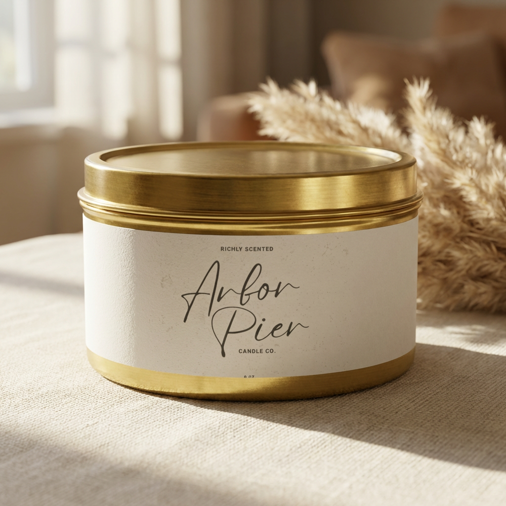 Premium Coconut Soy Tin Scented Candle (Black, Silver or Gold Tin) | Arbor Pier