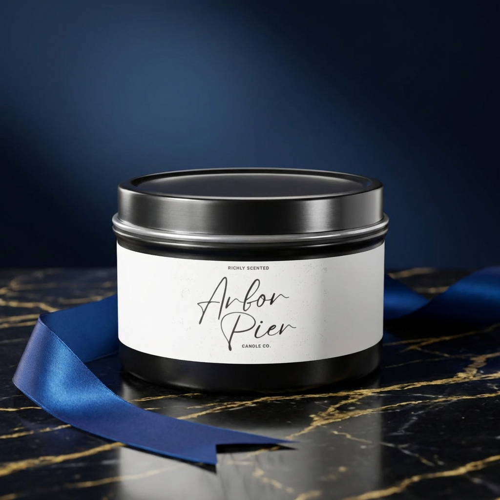 Premium Coconut Soy Tin Scented Candle (Black, Silver or Gold Tin) | Arbor Pier