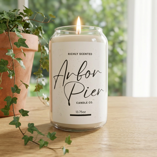 Premium Coconut Soy Clear Glass Scented Candle 13.75oz | Arbor Pier