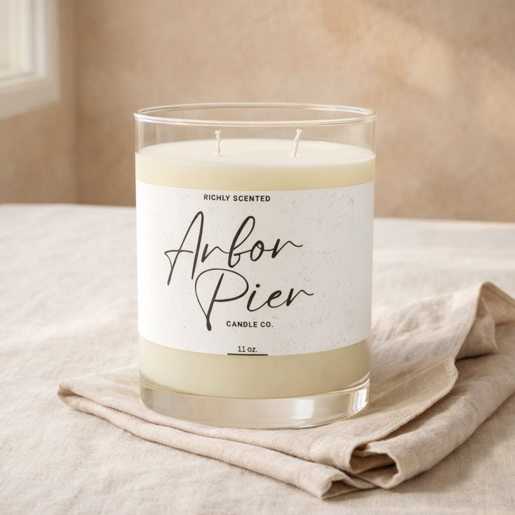 Premium Coconut Soy Two Wick Clear Glass Scented Candle 11oz | Arbor Pier