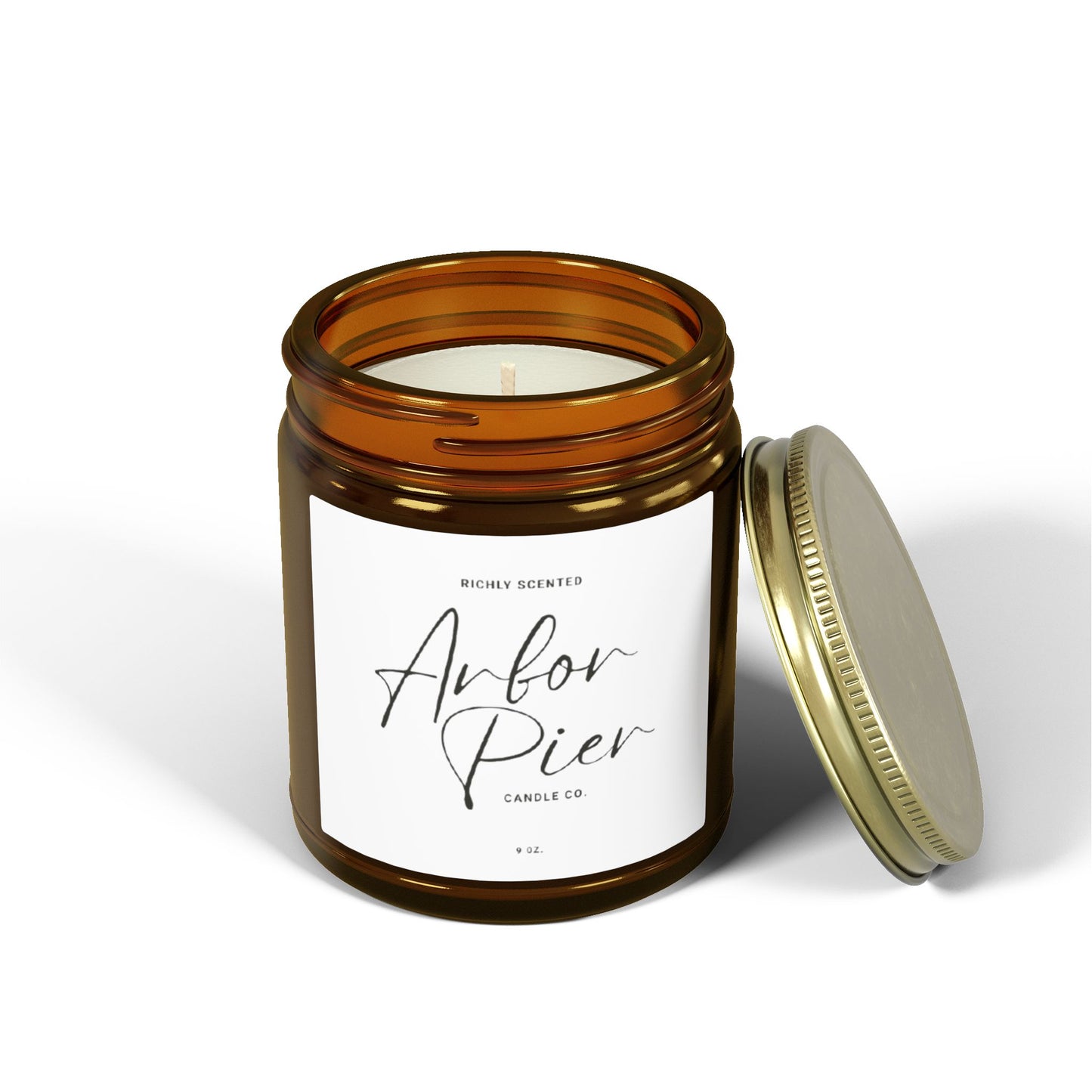 Eco-Luxe Coconut Apricot Wax Glass Scented Candle 9oz | Arbor Pier