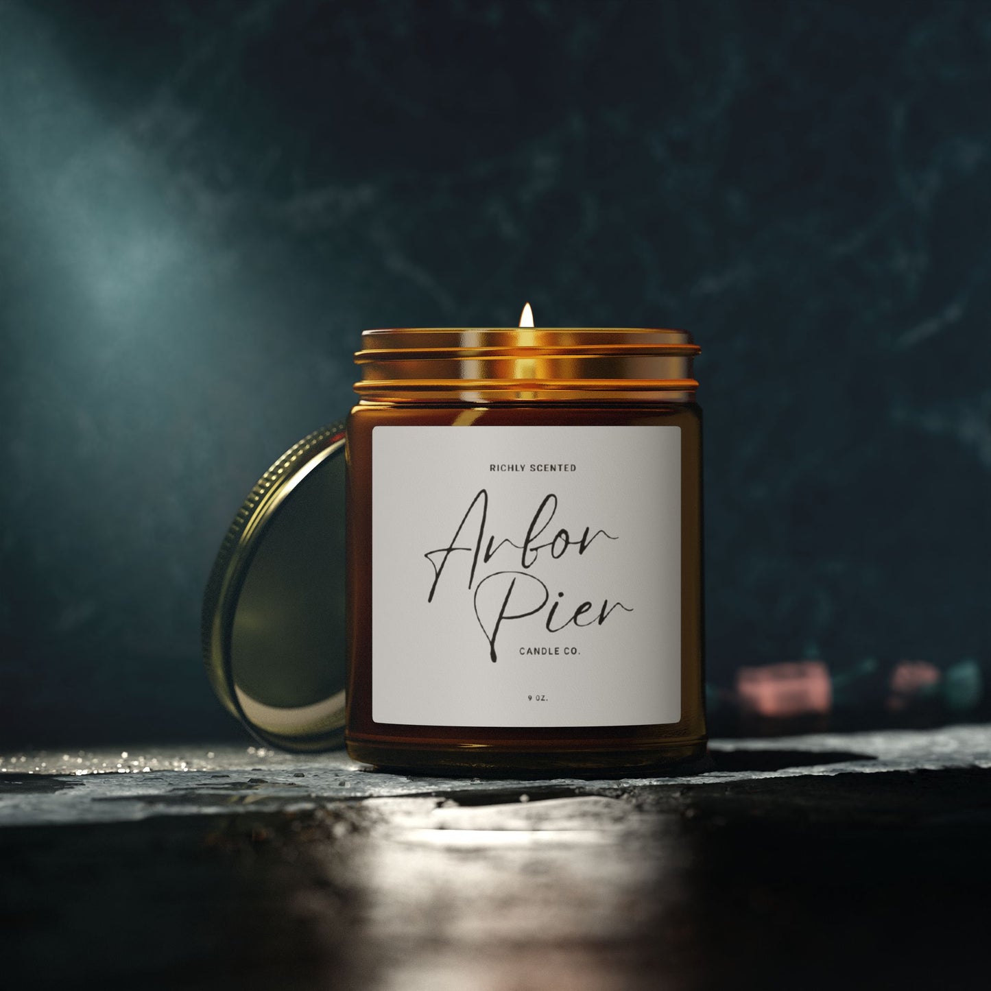 Eco-Luxe Coconut Apricot Wax Glass Scented Candle 9oz | Arbor Pier