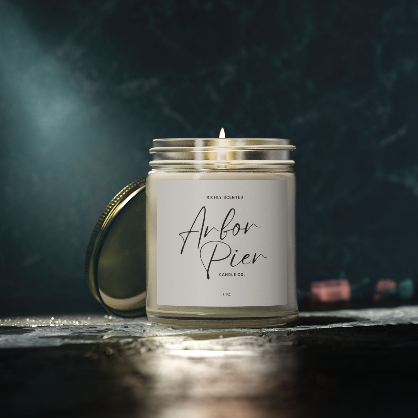 Eco-Luxe Coconut Apricot Wax Glass Scented Candle 9oz | Arbor Pier