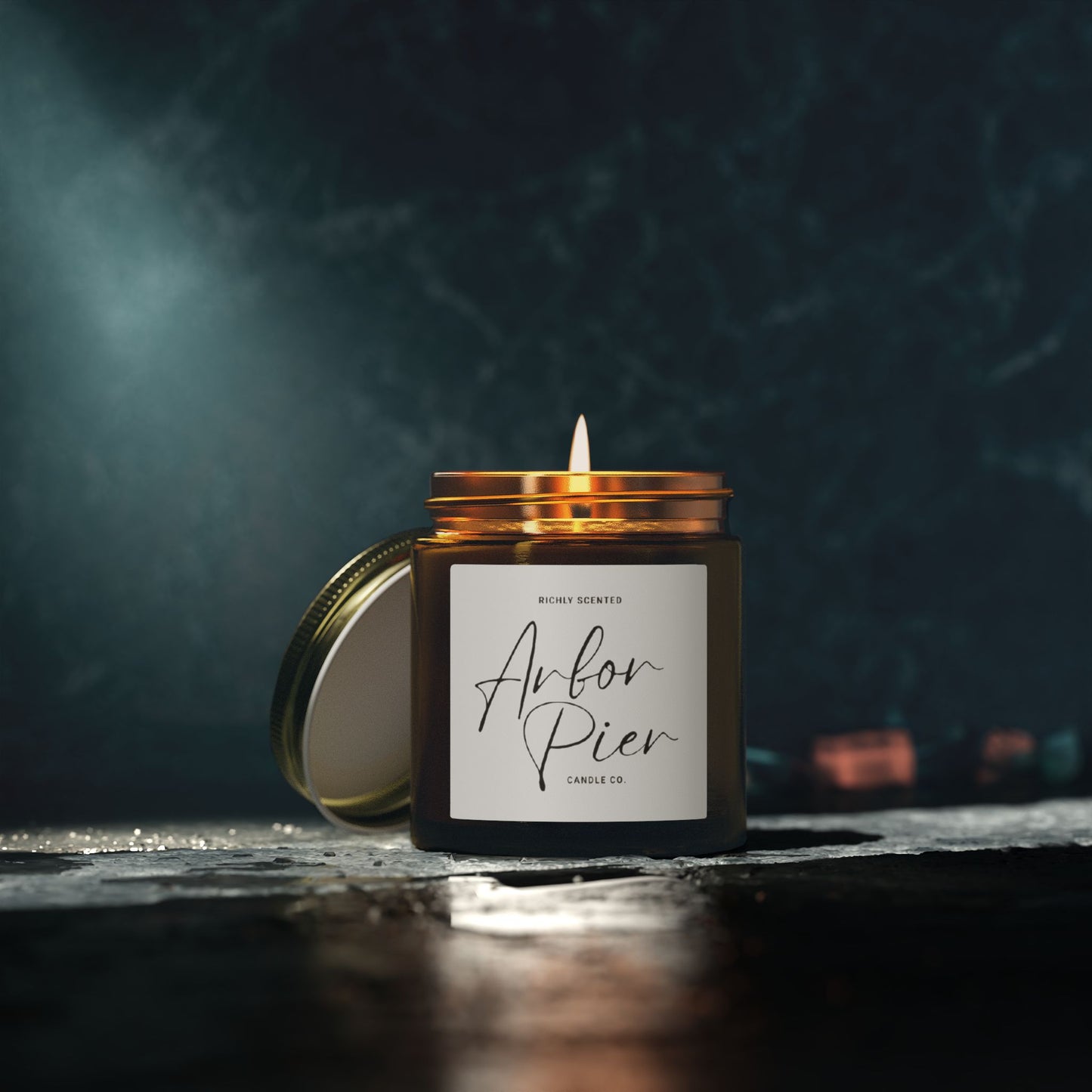 Eco-Luxe Coconut Apricot Glass Scented Candle 4oz | Arbor Pier