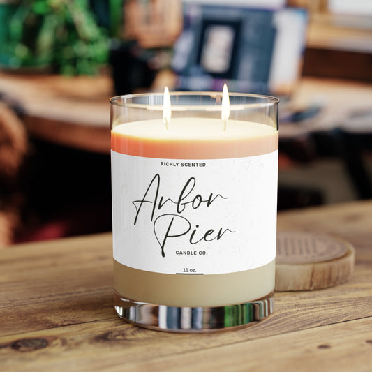 Premium Coconut Soy Two Wick Clear Glass Scented Candle 11oz | Arbor Pier